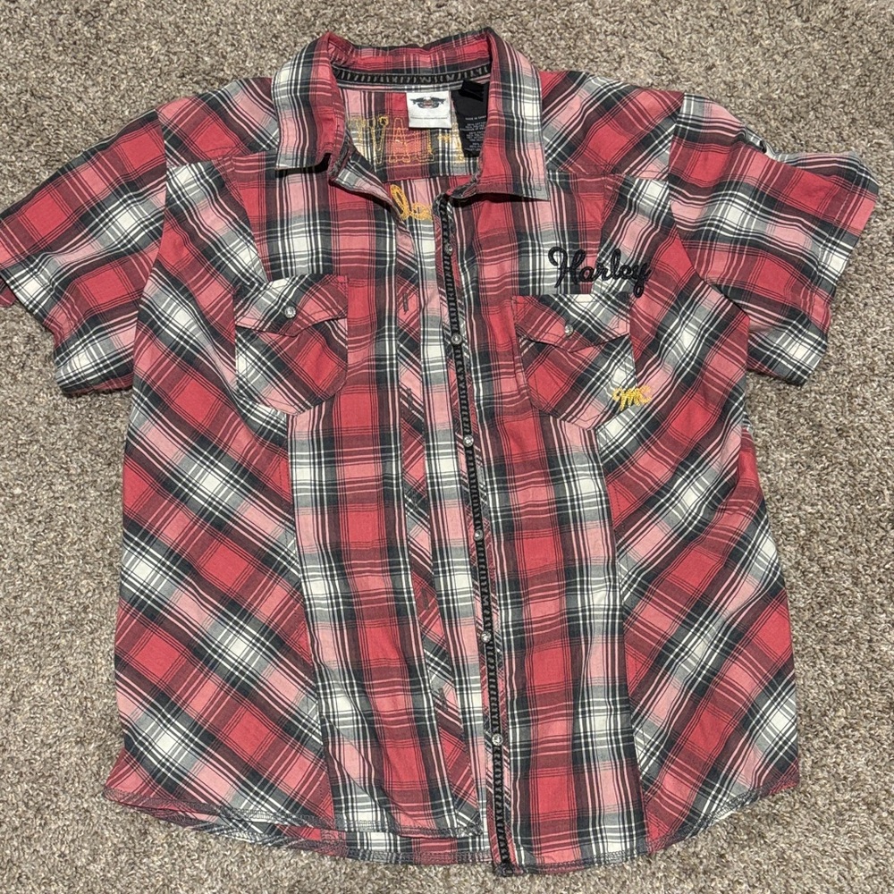 Harley-Davidson Red Plaid Button Down Shirt